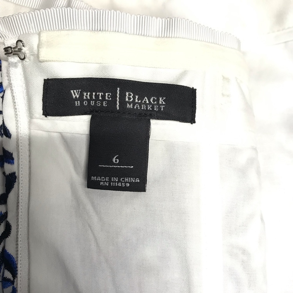 White House Black Market Strapless Top with Blue Embroidery - Picture 7 of 9